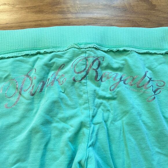 PINK Victoria's Secret Y2K Pink Royalty Sweatpants Capris Size M Mint Green - Picture 11 of 12